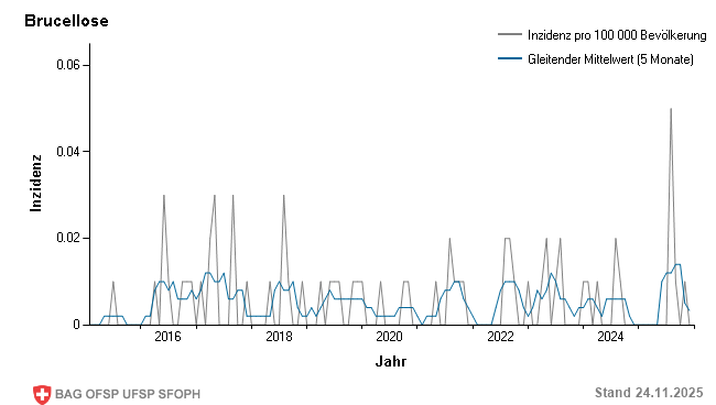 Monatliche Inzidenz pro 100 000 Bevölkerung bis Woche 47/2025